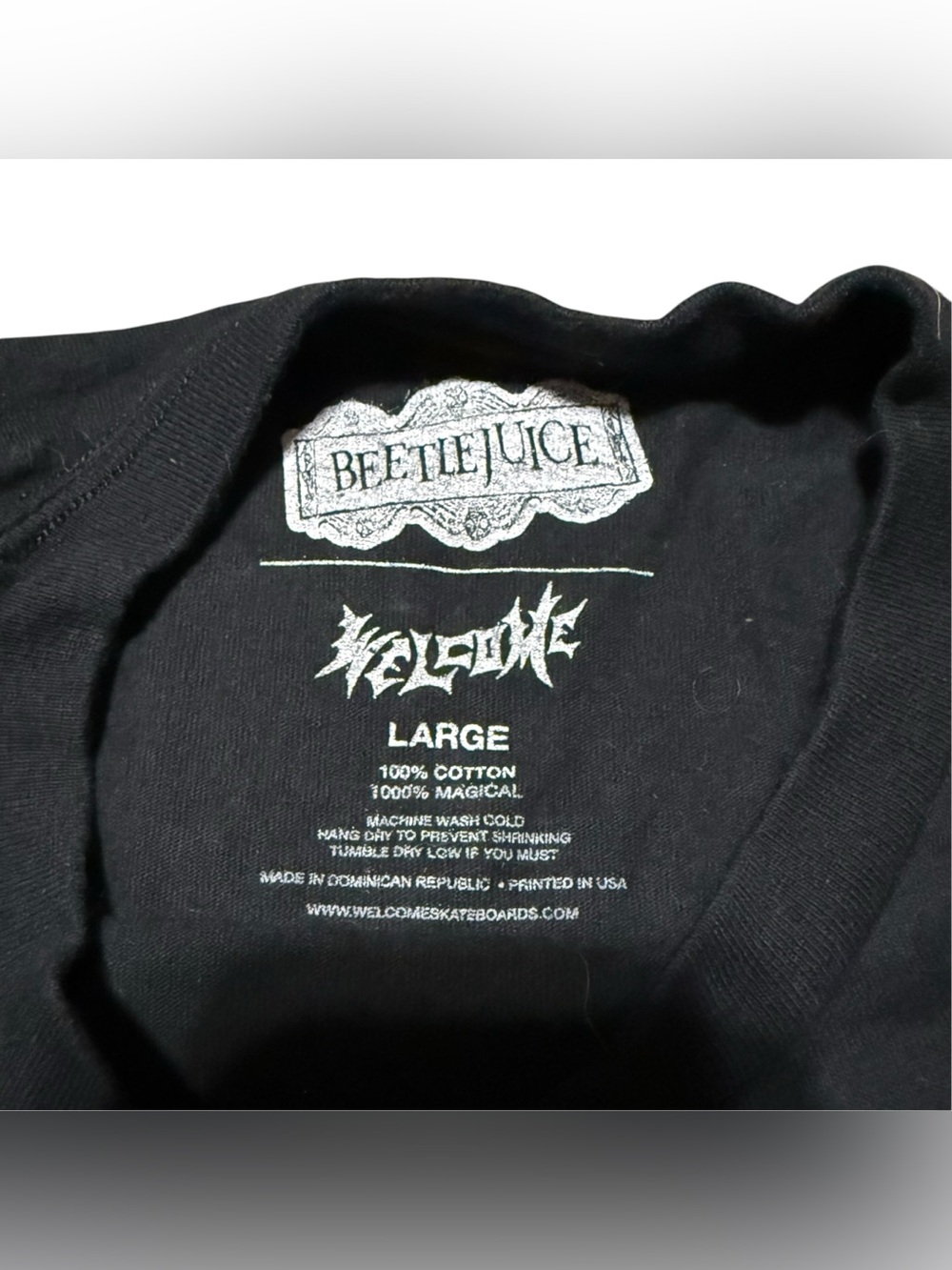 Welcome Skateboards x Beetlejuice T-Shirt Men Size Large Black Lydia Deetz - Picture 5 of 6